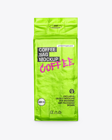 Matte Metallic Coffee Bag Package Mockup