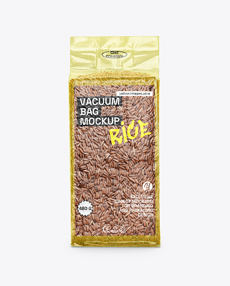 Transparent Vacuum Rice Package Mockup