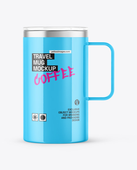 Glossy Cup With Lid Mockup