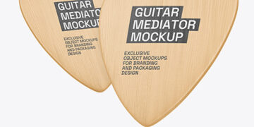Two Wooden Guitar Picks Mockup