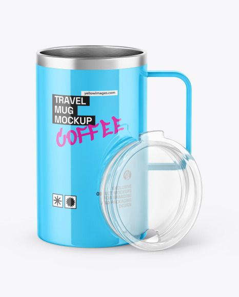 Glossy Cup With Lid Mockup