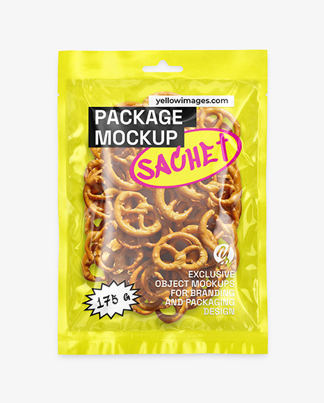 Package with Salty Pretzels Mockup