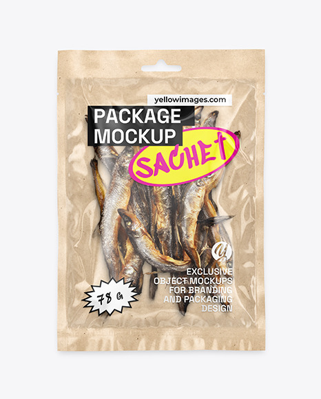 Kraft Package with Dried Fish Mockup