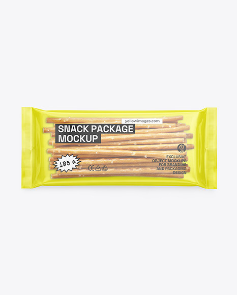 Transparent Package with Salty Sticks Mockup