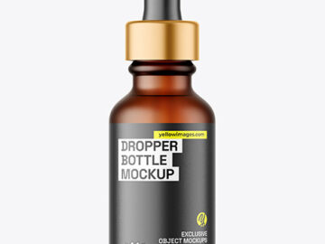 Frosted Amber Dropper Bottle Mockup