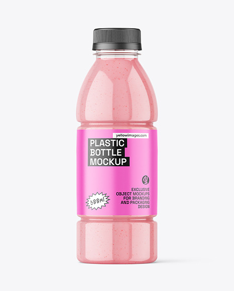 Clear PET Bottle with Smoothie Mockup