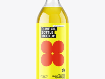 Clear Glass Olive Oil Bottle Mockup