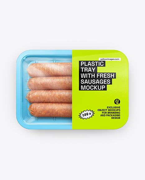 Plastic Tray With Meat Sausages Mockup