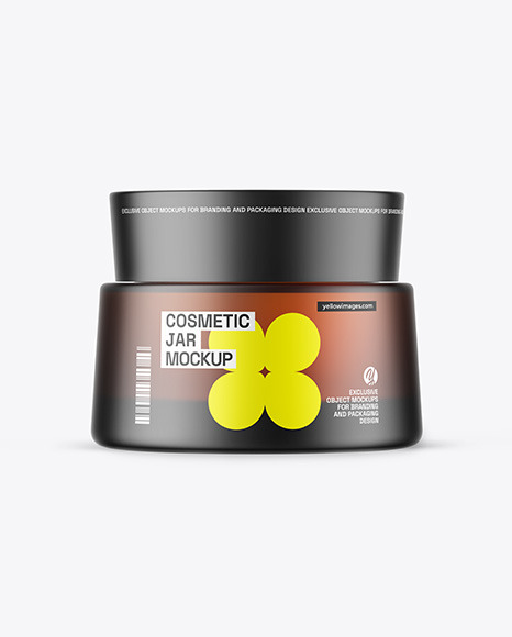 Frosted Amber Glass Cosmetic Jar Mockup