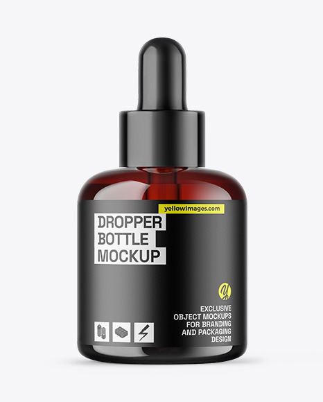 Dark Amber Glass Dropper Bottle Mockup