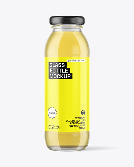 250ml Clear Glass Bottle with Grape Juice Mockup