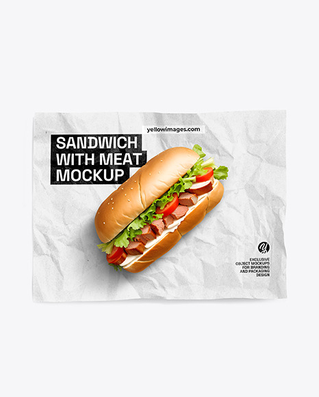 Paper Wrapper With Sandwich Mockup