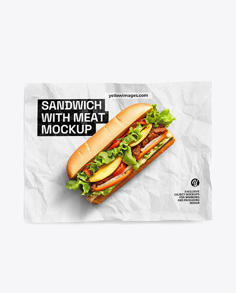 Paper Wrapper With Sandwich Mockup