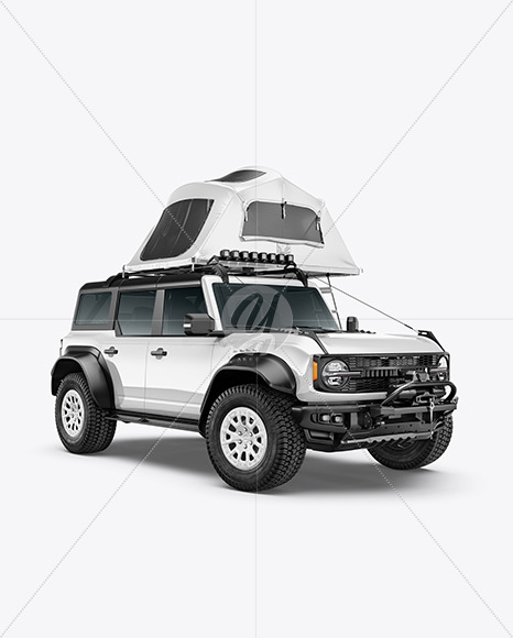 Off-Road SUV With Tourist Tent - Half Side View