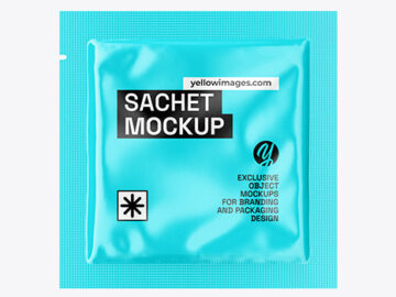 Glossy Square Sachet Mockup