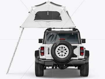 Off-Road SUV With Tourist Tent - Back View