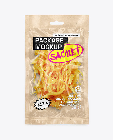 Kraft Package with Dried Squid Mockup