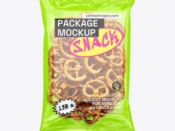 Package with Salty Pretzels Mockup