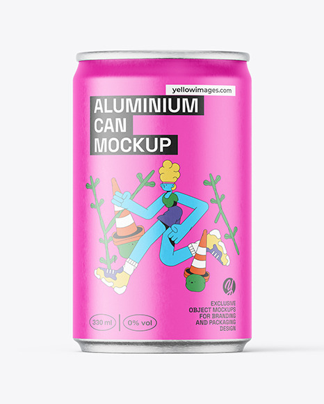 Aluminium Drink Can With Matte Finish Mockup