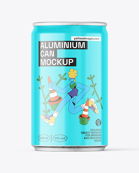 Aluminium Drink Can With Glossy Finish Mockup
