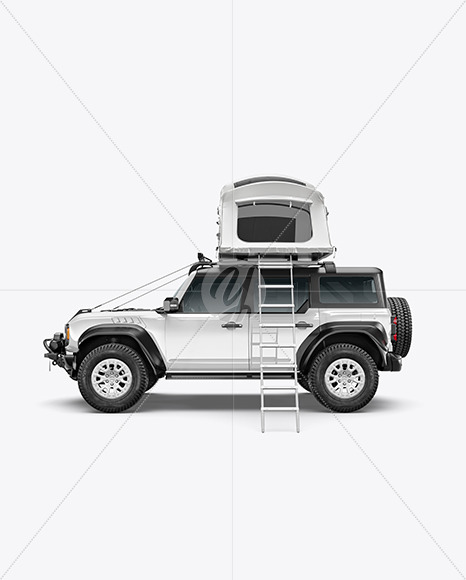 Off-Road SUV With Tourist Tent - Side View