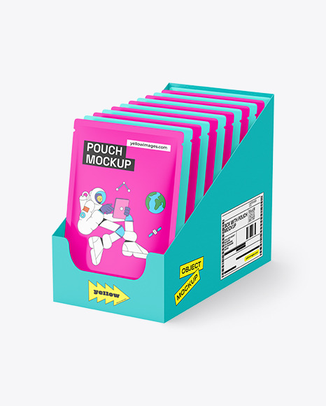 Carton Box With Pouches Mockup