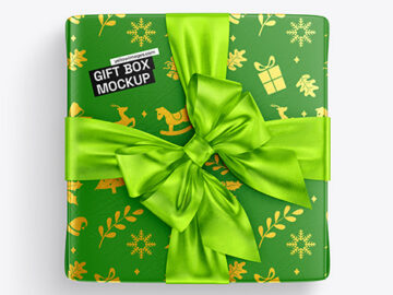Gift Box with Metallic Tape Mockup