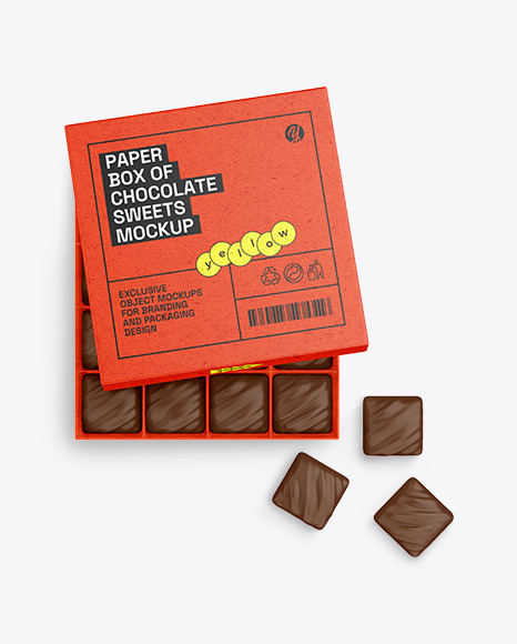 Kraft Paper Box of Chocolate Sweets Mockup