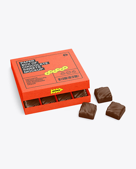 Kraft Paper Box of Chocolate Sweets Mockup