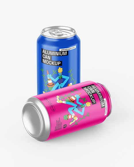 Two Aluminium Cans With Matte Finish Mockup
