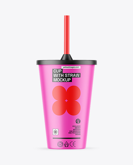 Matte Cup With Straw Mockup