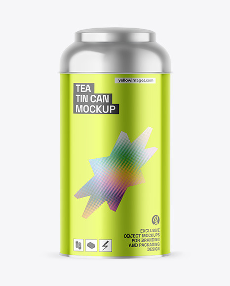 Metallic Tea Tin Can Mockup