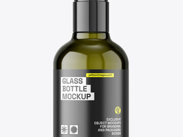 Green Glass Olive Oil Bottle Mockup