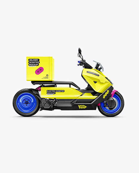 Electric Delivery Scooter Mockup - Side View