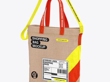 Canvas Linen Shopper Bag Mockup - Half Side View
