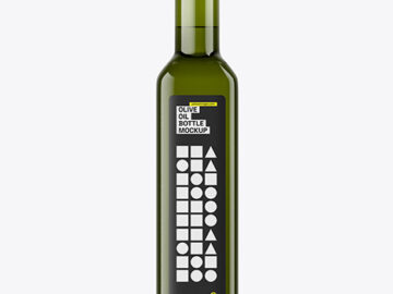 Green Glass Olive Oil Bottle w/ Metallic Cap Mockup