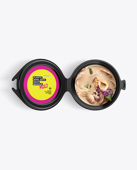Plastic Bowl With Miso Soup Mockup