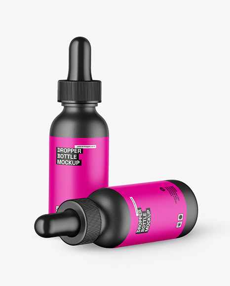 Two Ceramic Dropper Bottles Mockup