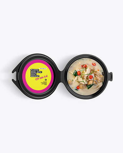 Plastic Bowl With Asian Soup Mockup