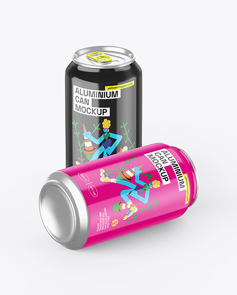 Two Aluminium Cans With Glossy Finish Mockup