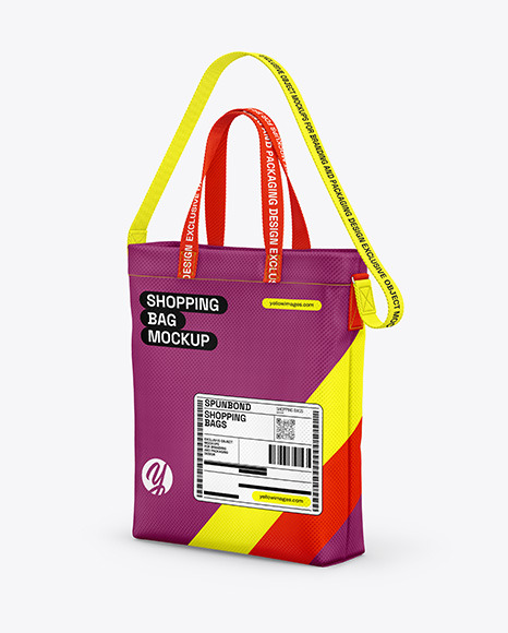 Spunbond Shopper Bag Mockup - Back Half Side View