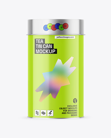 Glossy Tea Tin Can Mockup