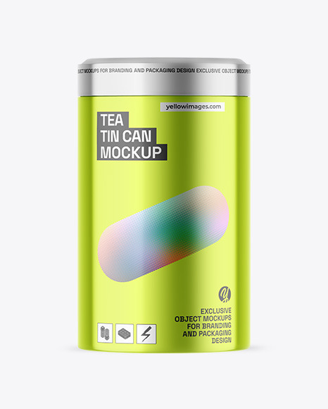 Metallic Tea Tin Can Mockup