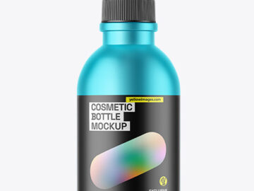 Matte Metallic Cosmetic Bottle With Pump Mockup