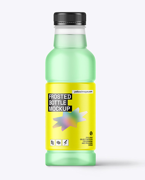 Frosted Bottle with Plastic Screw Cap Mockup
