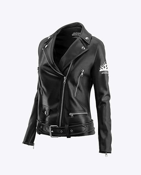 Women's Leather Jacket Mockup - Half Side View
