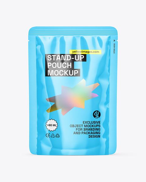 Glossy Plastic Stand-Up Pouch Mockup