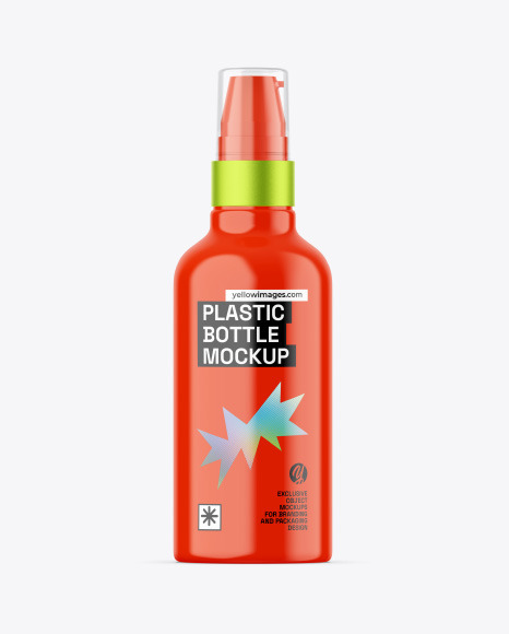 Glossy Plastic Bottle w/ Pump Mockup