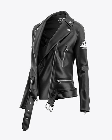 Women's Leather Jacket Mockup - Half Side View
