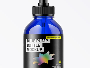 Blue Bottle with Pump Mockup